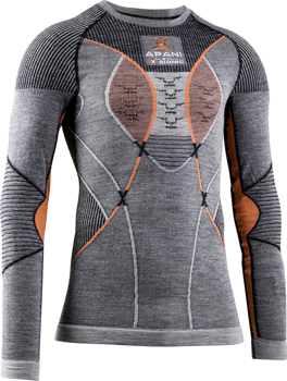 Funkční triko X-BIONIC Apani 4.0 Merino Shirt Round Neck LG SL Black/Grey/Orange - 2022/23