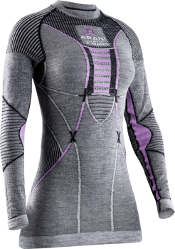 Funkční triko X-BIONIC Apani 4.0 Merino Shirt Round Neck LG SL Women Black/Grey/Magnolia - 2022/23