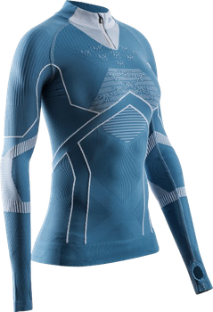 Funkční triko X-bionic Energy Accumulator Light Shirt LS 1/2 Zip WMN Mineral Blue/Arctic White - 2024/25