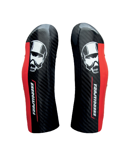 Chrániče holení Energiapura Carbon Pro Black/White Skull/Red - 2024/25