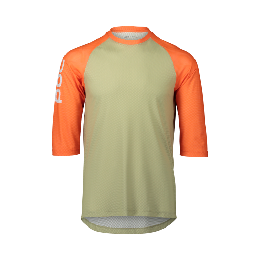 Cyklistický dres POC MTB Pure 3/4 Jersey Prehnite Green/Zink Orange - 2022