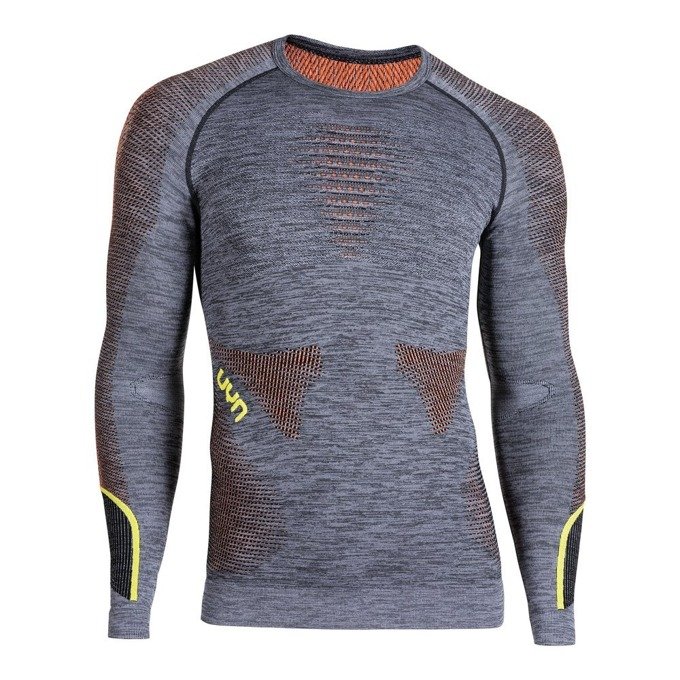 Funkční triko UYN Men Ambityon Long Sleeves  Black Melange/Orange/Yellow - 2022/23