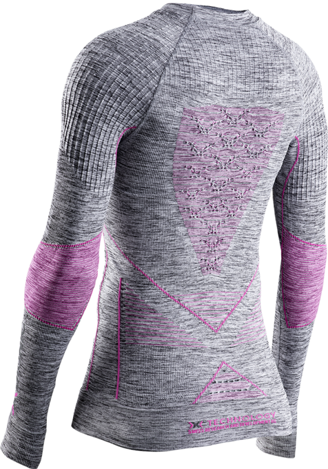 Funkční triko X-bionic Energy Accumulator 4.0 Shirt Round Neck LG SL Women Grey Melange/pink - 2023/24