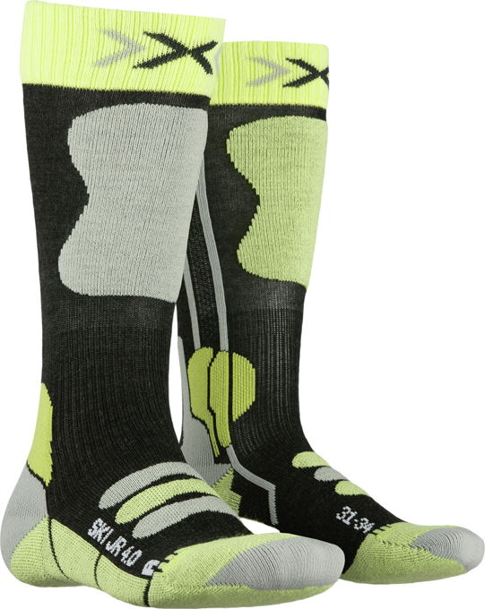 Lyžařské ponožky X-Socks Ski Junior 4.0 Mid Anthracite Melange/Green Lime - 2023/24