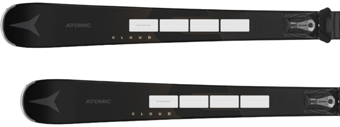 Sjezdové lyže Atomic Cloud C14 Revoshock S + MI 12 GW Black/Smoke - 2024/25
