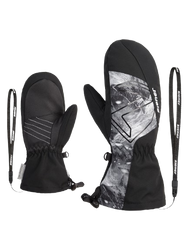 Lyžařské rukavice Ziener Lavalino-z As® Aw Mitten Glove Junior Unisex Black Grey Mountain Print - 2025/26