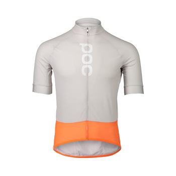 Cyklistický dres POC M's Essential Road Logo Jersey Granite Grey/Zink Orange - 2022