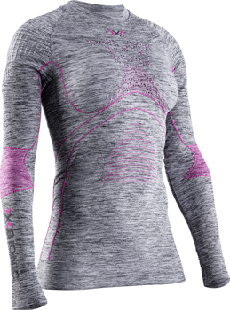 Funkčné tričko X-bionic Energy Accumulator 4.0 Shirt Round Neck LG SL Women Grey Melange/pink - 2023/24