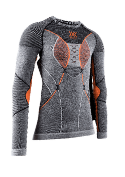 Funkčné tričko X-bionic Merino Shirt LG SL Men Black/Grey/Orange - 2023/24