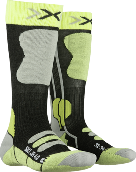 Lyžiarske ponožky X-Socks Ski Junior 4.0 Mid Anthracite Melange/Green Lime - 2023/24