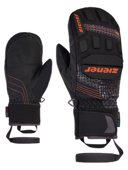 Lyžiarske rukavice Ziener Lauron AS PR Mitten Junior Glove Black Orange Pop Print - 2023/24