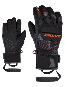 Lyžiarske rukavice Ziener Luro AS PR Junior Glove Junior Black Orange Pop Print - 2023/24