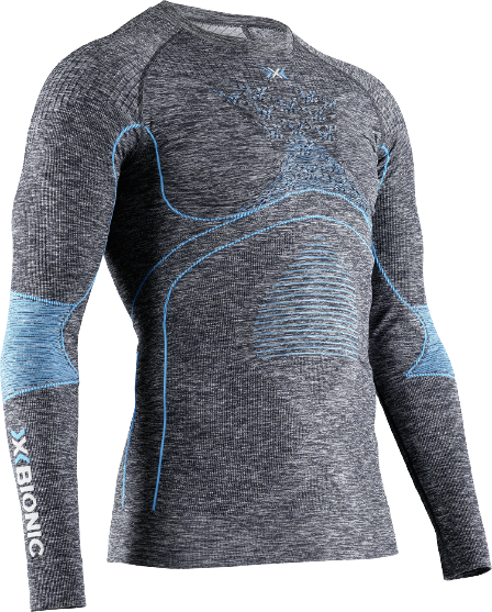 Funkčné tričko X-bionic Energy Accumulator 4.0 Melange Shirt LG SL Men Dark Grey Melange/Blue - 2023/24