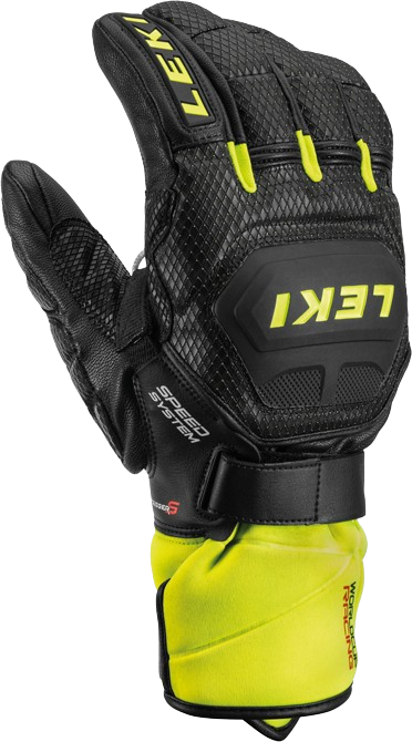 Lyžiarske rukavice LEKI Worldcup Race Flex S Speed System Black/Lime - 2022/23