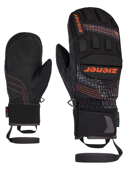 Lyžiarske rukavice Ziener Lauron AS PR Mitten Junior Glove Black Orange Pop Print - 2023/24